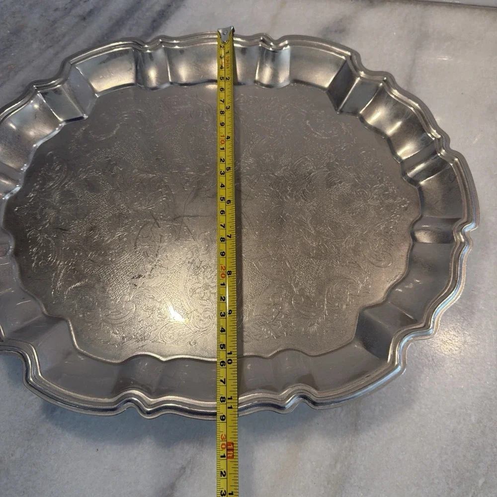 Vtg Leonard Silver Plate Footed Serving Tray Vanity Display 14